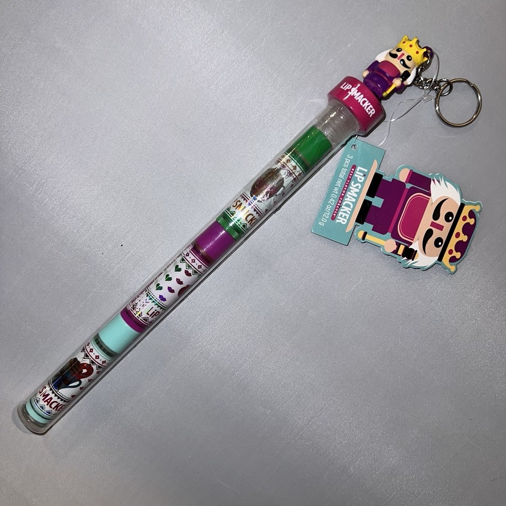 Lip Smacker Holiday Nutcracker Collector's Cane 3 Flavors New Keychain